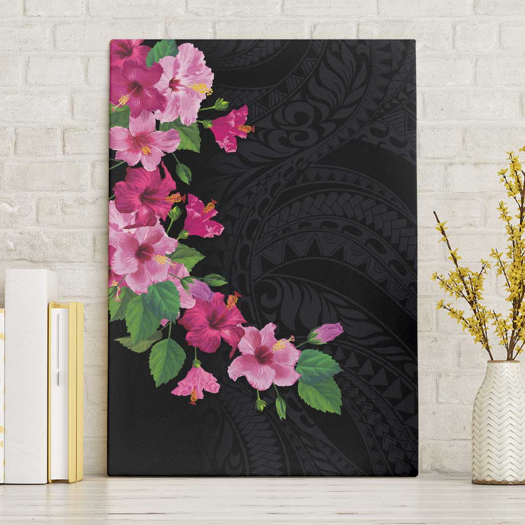 Hawaiian Hibiscus and Art Polynesian Tattoo Canvas Wall Art Black Color LT03 Without Frame Black - Polynesian Pride