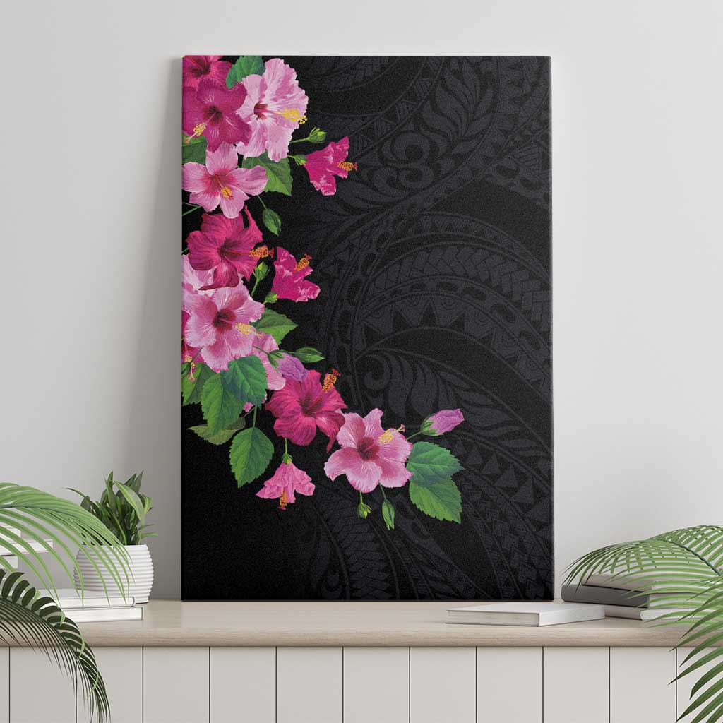 Hawaiian Hibiscus and Art Polynesian Tattoo Canvas Wall Art Black Color LT03 - Polynesian Pride