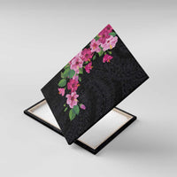 Hawaiian Hibiscus and Art Polynesian Tattoo Canvas Wall Art Black Color LT03 With Frame Black - Polynesian Pride