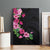 Hawaiian Hibiscus and Art Polynesian Tattoo Canvas Wall Art Black Color