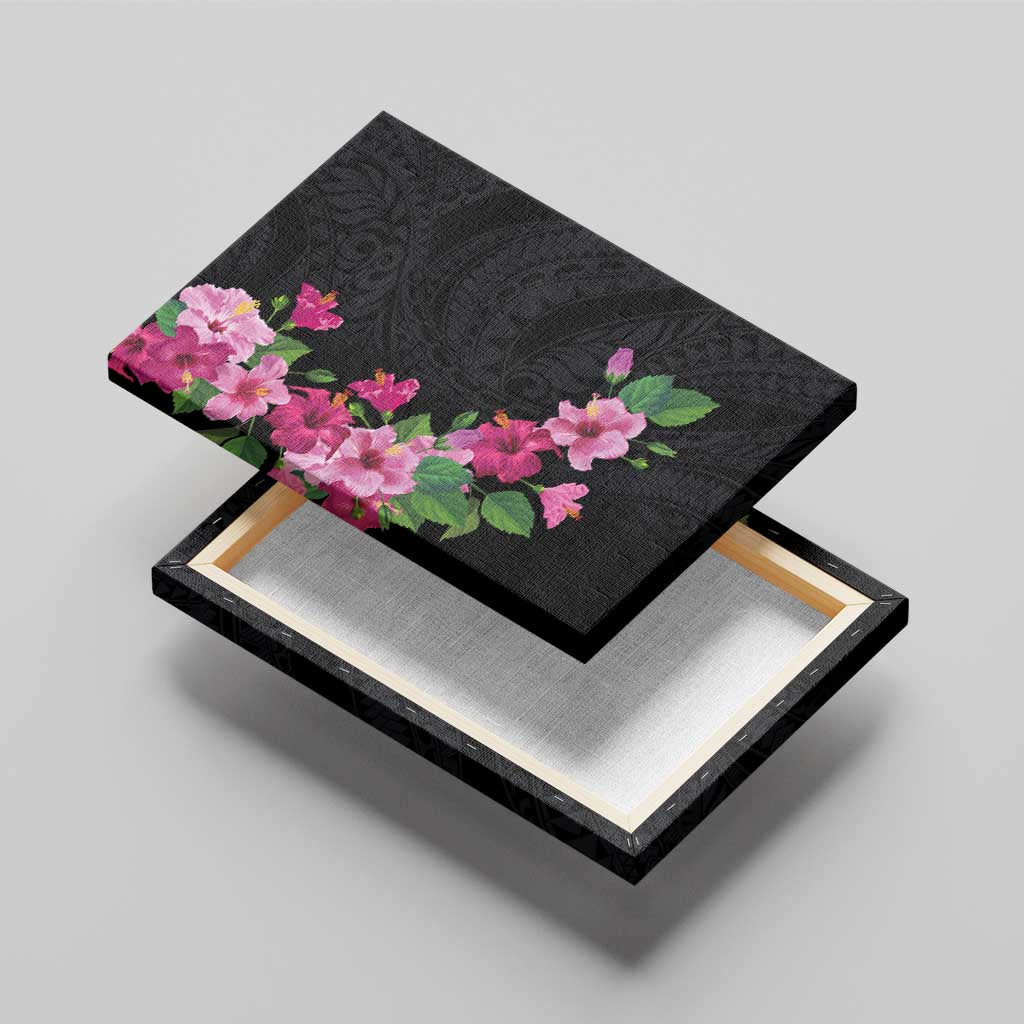Hawaiian Hibiscus and Art Polynesian Tattoo Canvas Wall Art Black Color LT03 - Polynesian Pride