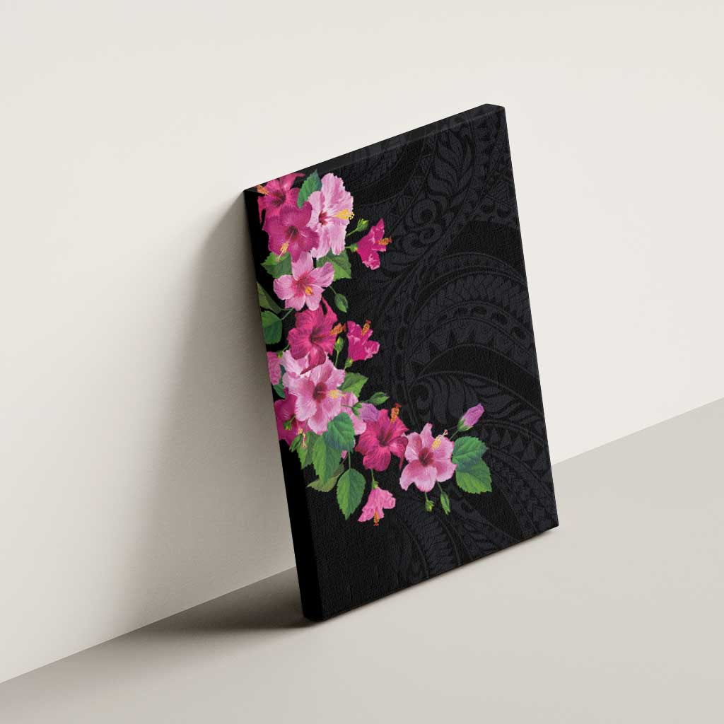 Hawaiian Hibiscus and Art Polynesian Tattoo Canvas Wall Art Black Color LT03 - Polynesian Pride