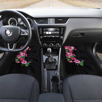 Hawaiian Hibiscus and Art Polynesian Tattoo Car Mats Black Color LT03 Set 2pcs - Front Black - Polynesian Pride