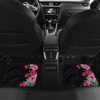 Hawaiian Hibiscus and Art Polynesian Tattoo Car Mats Black Color LT03 Set 2pcs - Back Black - Polynesian Pride