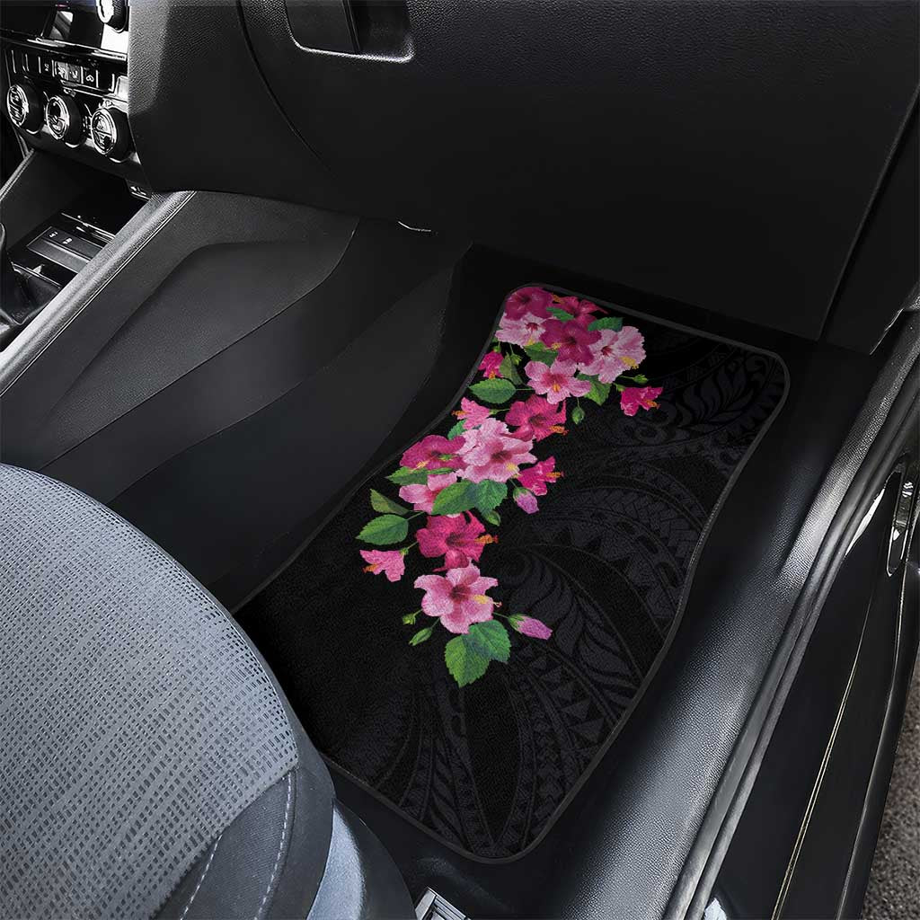 Hawaiian Hibiscus and Art Polynesian Tattoo Car Mats Black Color LT03 - Polynesian Pride