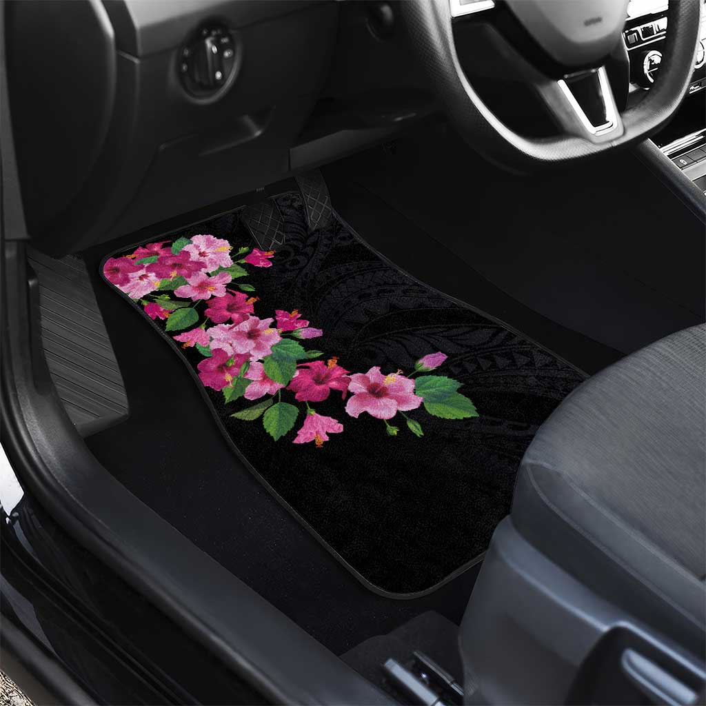 Hawaiian Hibiscus and Art Polynesian Tattoo Car Mats Black Color LT03 - Polynesian Pride