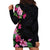 Hawaiian Hibiscus and Art Polynesian Tattoo Hoodie Dress Black Color