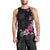 Hawaiian Hibiscus and Art Polynesian Tattoo Men Tank Top Black Color