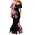 Hawaiian Hibiscus and Art Polynesian Tattoo Mermaid Dress Black Color