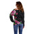 Hawaiian Hibiscus and Art Polynesian Tattoo Off Shoulder Sweater Black Color