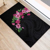 Hawaiian Hibiscus and Art Polynesian Tattoo Rubber Doormat Black Color LT03 - Polynesian Pride