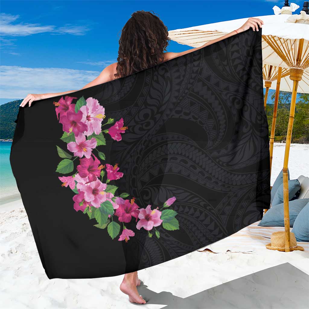 Hawaiian Hibiscus and Art Polynesian Tattoo Sarong Black Color LT03 One Size 44 x 66 inches Black - Polynesian Pride