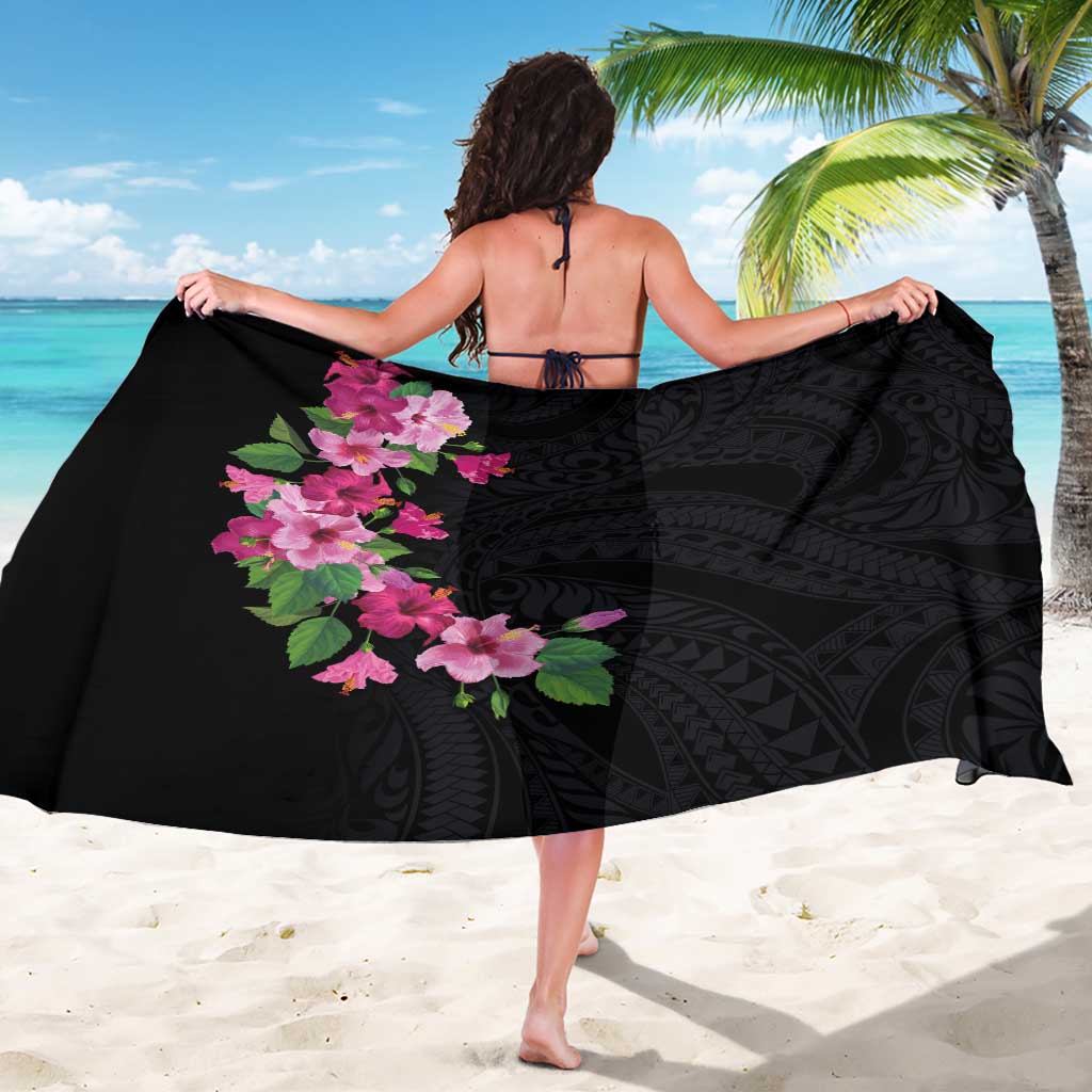 Hawaiian Hibiscus and Art Polynesian Tattoo Sarong Black Color LT03 - Polynesian Pride