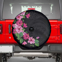 Hawaiian Hibiscus and Art Polynesian Tattoo Spare Tire Cover Black Color LT03 - Polynesian Pride