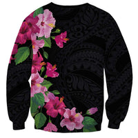 Hawaiian Hibiscus and Art Polynesian Tattoo Sweatshirt Black Color LT03 - Polynesian Pride