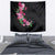 Hawaiian Hibiscus and Art Polynesian Tattoo Tapestry Black Color