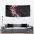 Hawaiian Hibiscus and Art Polynesian Tattoo Tapestry Black Color