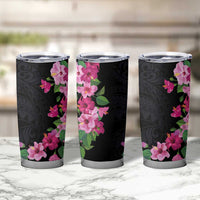 Hawaiian Hibiscus and Art Polynesian Tattoo Tumbler Cup Black Color LT03 - Polynesian Pride