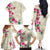 Hawaiian Hibiscus and Art Polynesian Tattoo Family Matching Off The Shoulder Long Sleeve Dress and Hawaiian Shirt Beige Color