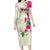 Hawaiian Hibiscus and Art Polynesian Tattoo Long Sleeve Bodycon Dress Beige Color