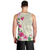 Hawaiian Hibiscus and Art Polynesian Tattoo Men Tank Top Beige Color