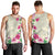 Hawaiian Hibiscus and Art Polynesian Tattoo Men Tank Top Beige Color