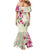 Hawaiian Hibiscus and Art Polynesian Tattoo Mermaid Dress Beige Color