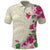 Hawaiian Hibiscus and Art Polynesian Tattoo Polo Shirt Beige Color