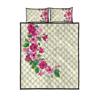 Hawaiian Hibiscus and Art Polynesian Tattoo Quilt Bed Set Beige Color LT03 - Polynesian Pride