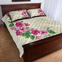 Hawaiian Hibiscus and Art Polynesian Tattoo Quilt Bed Set Beige Color LT03 - Polynesian Pride
