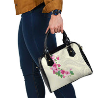 Hawaiian Hibiscus and Art Polynesian Tattoo Shoulder Handbag Beige Color LT03 - Polynesian Pride