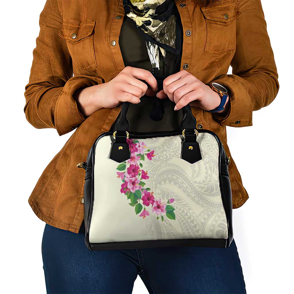 Hawaiian Hibiscus and Art Polynesian Tattoo Shoulder Handbag Beige Color LT03 - Polynesian Pride