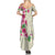 Hawaiian Hibiscus and Art Polynesian Tattoo Summer Maxi Dress Beige Color