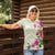 Hawaiian Hibiscus and Art Polynesian Tattoo Women Polo Shirt Beige Color