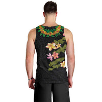 Hawaiian Lei Plumeria and Tropical Leaves Men Tank Top Watercolor Style LT03 - Polynesian Pride