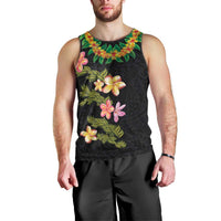 Hawaiian Lei Plumeria and Tropical Leaves Men Tank Top Watercolor Style LT03 - Polynesian Pride