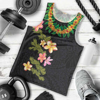 Hawaiian Lei Plumeria and Tropical Leaves Men Tank Top Watercolor Style LT03 - Polynesian Pride