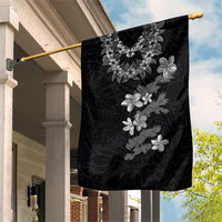 Hawaiian Lei Plumeria and Tropical Leaves Garden Flag Watercolor Style-Grayscale LT03 House Flag Black - Polynesian Pride