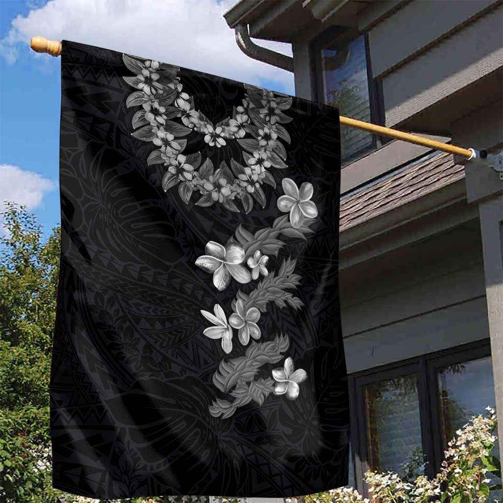 Hawaiian Lei Plumeria and Tropical Leaves Garden Flag Watercolor Style-Grayscale LT03 - Polynesian Pride