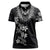 Hawaiian Lei Plumeria and Tropical Leaves Women Polo Shirt Watercolor Style-Grayscale