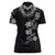 Hawaiian Lei Plumeria and Tropical Leaves Women Polo Shirt Watercolor Style-Grayscale