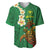 Hawaii Turtle Plumeria Flower Baseball Jersey Polynesian Pattern Green Color