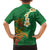 Hawaii Turtle Plumeria Flower Family Matching Off The Shoulder Long Sleeve Dress and Hawaiian Shirt Polynesian Pattern Green Color