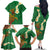 Hawaii Turtle Plumeria Flower Family Matching Off The Shoulder Long Sleeve Dress and Hawaiian Shirt Polynesian Pattern Green Color