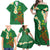 Hawaii Turtle Plumeria Flower Family Matching Off Shoulder Maxi Dress and Hawaiian Shirt Polynesian Pattern Green Color