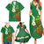 Hawaii Turtle Plumeria Flower Family Matching Summer Maxi Dress and Hawaiian Shirt Polynesian Pattern Green Color