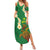 Hawaii Turtle Plumeria Flower Family Matching Summer Maxi Dress and Hawaiian Shirt Polynesian Pattern Green Color