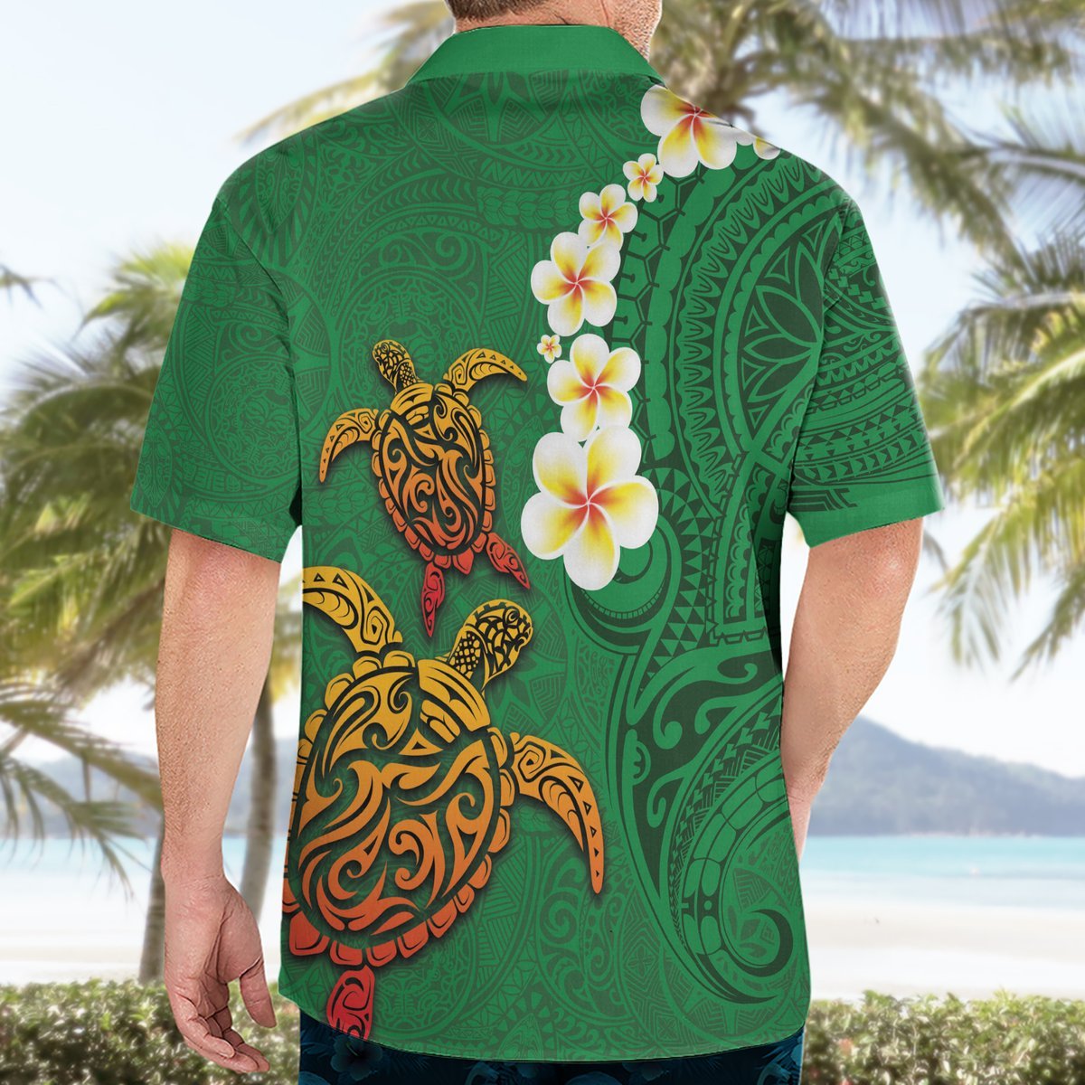 Hawaii Turtle Plumeria Flower Hawaiian Shirt Polynesian Pattern Green Color LT03 - Polynesian Pride