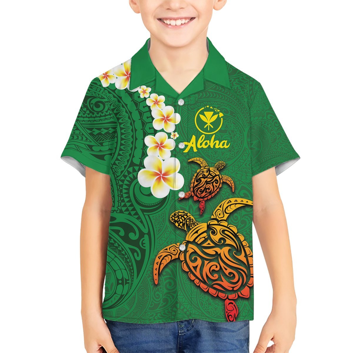 Hawaii Turtle Plumeria Flower Hawaiian Shirt Polynesian Pattern Green Color LT03 - Polynesian Pride