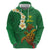 Hawaii Turtle Plumeria Flower Hoodie Polynesian Pattern Green Color